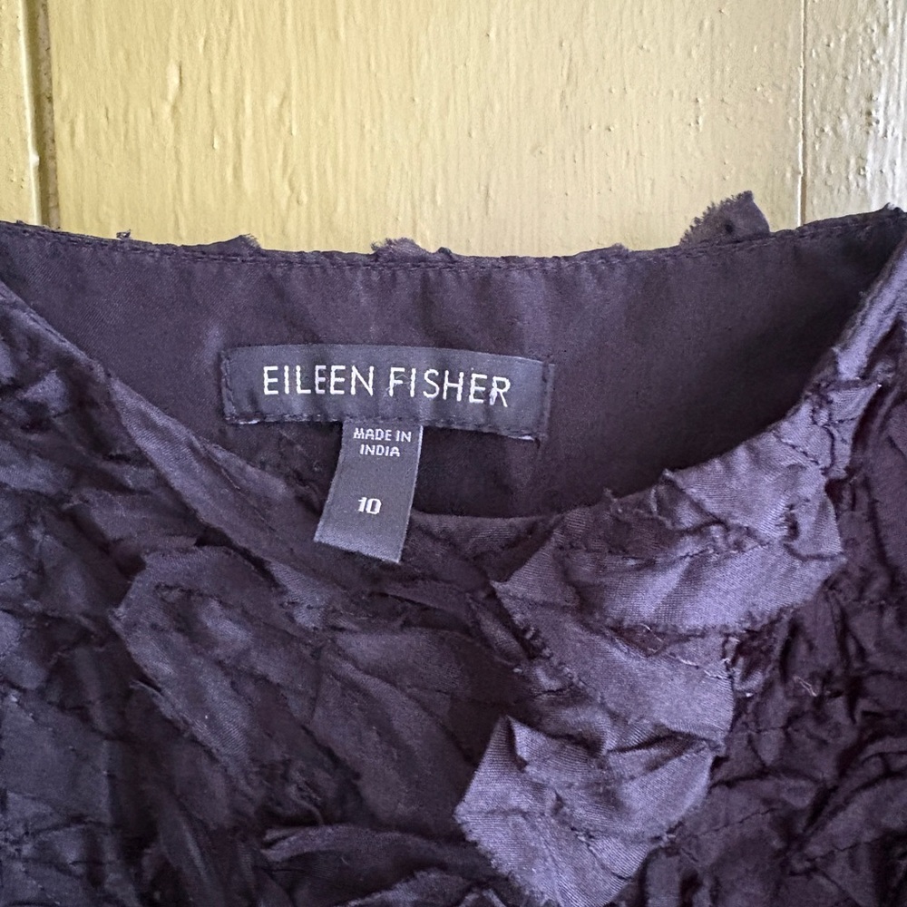Eileen Fisher Elegant Black Silk Textured Dress